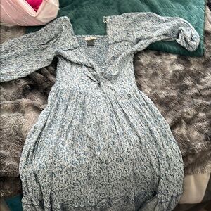 Blue Floral Long Sleeve Dress